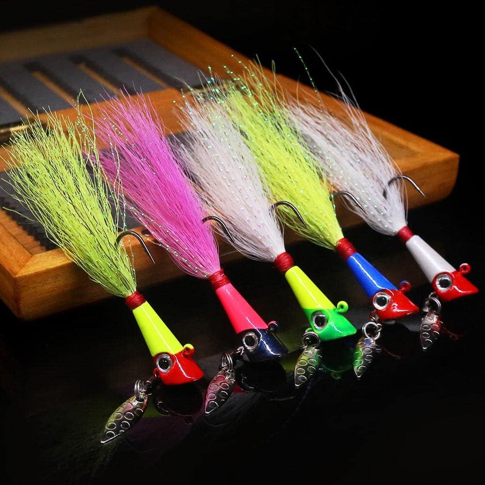 Shad Darts Fishing Lures Dart Head Jig Underspin Bucktail Hair Jigs Head for American Shad Bass Walleye Crappie Panfish 1/16oz 1/8oz 1/32oz 1/4oz 25 Pack