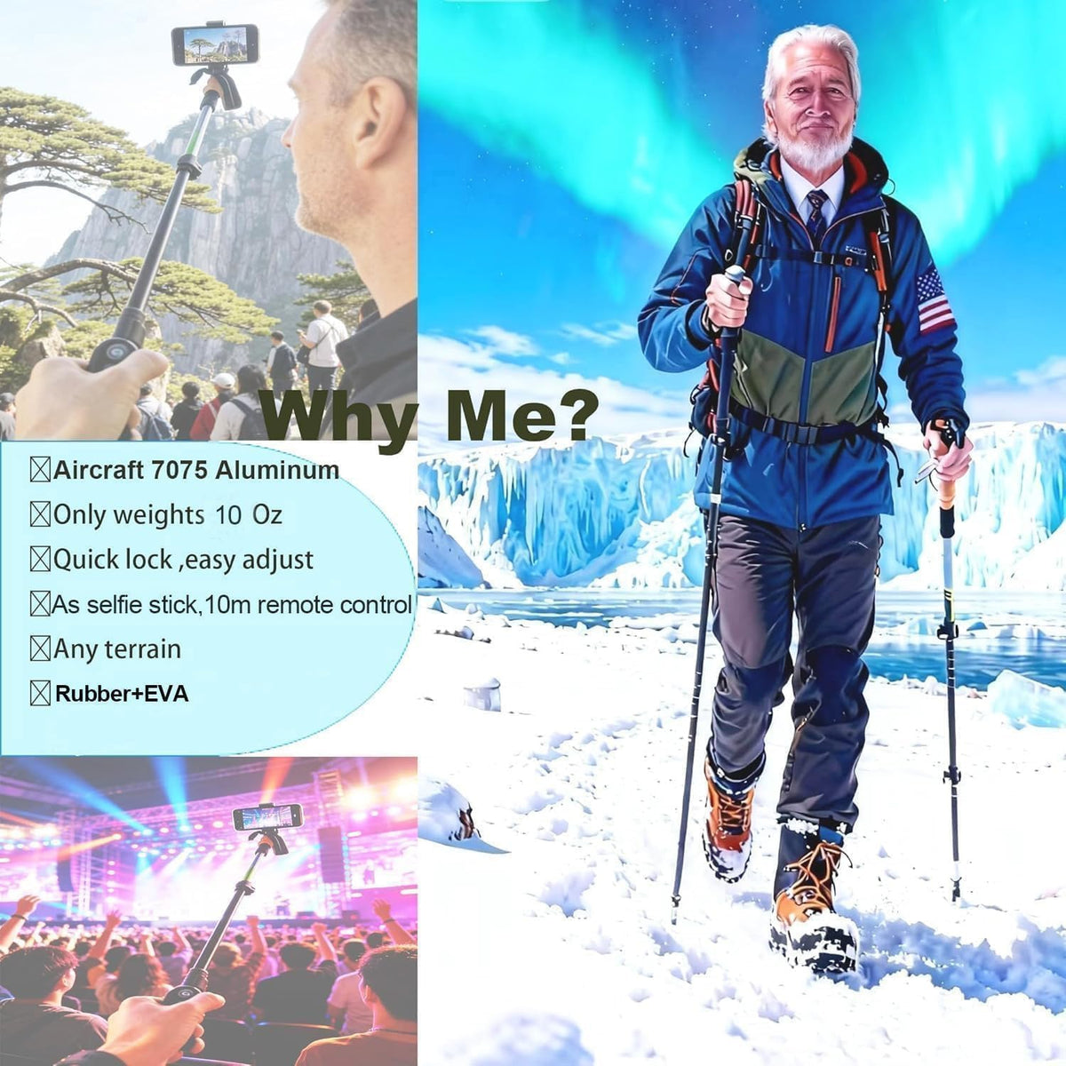 Trekking Poles as Selfie Sticks for Hiking