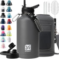 DYSANKY Insulated Water Bottle w/Straw Lid & Portable Carrier Bag, 64oz