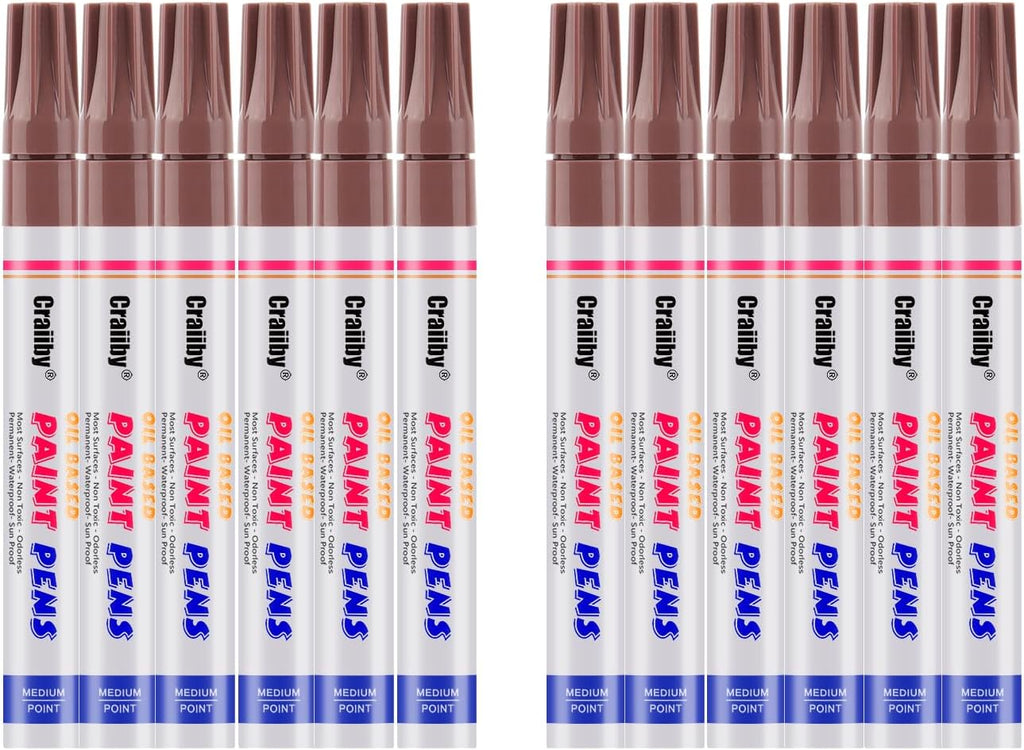Pink Paint Markers, 12 Pack Oil-Based Waterproof Quick Dry Permanent Paint Pen Set for Rocks Painting, Wood, Fabric, Plastic, Canvas, Glass, Mugs, Metal, Tire, Stone, DIY Craft