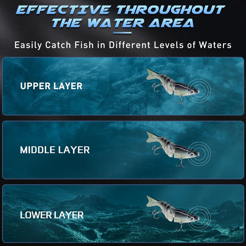 GOTOUR Jointed Swimbaits, Easy Catch Fishing Lures for Bass Trout Crappie