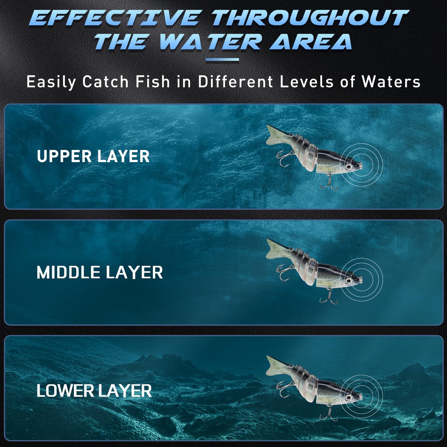 GOTOUR Jointed Swimbaits, Easy Catch Fishing Lures for Bass Trout Crappie