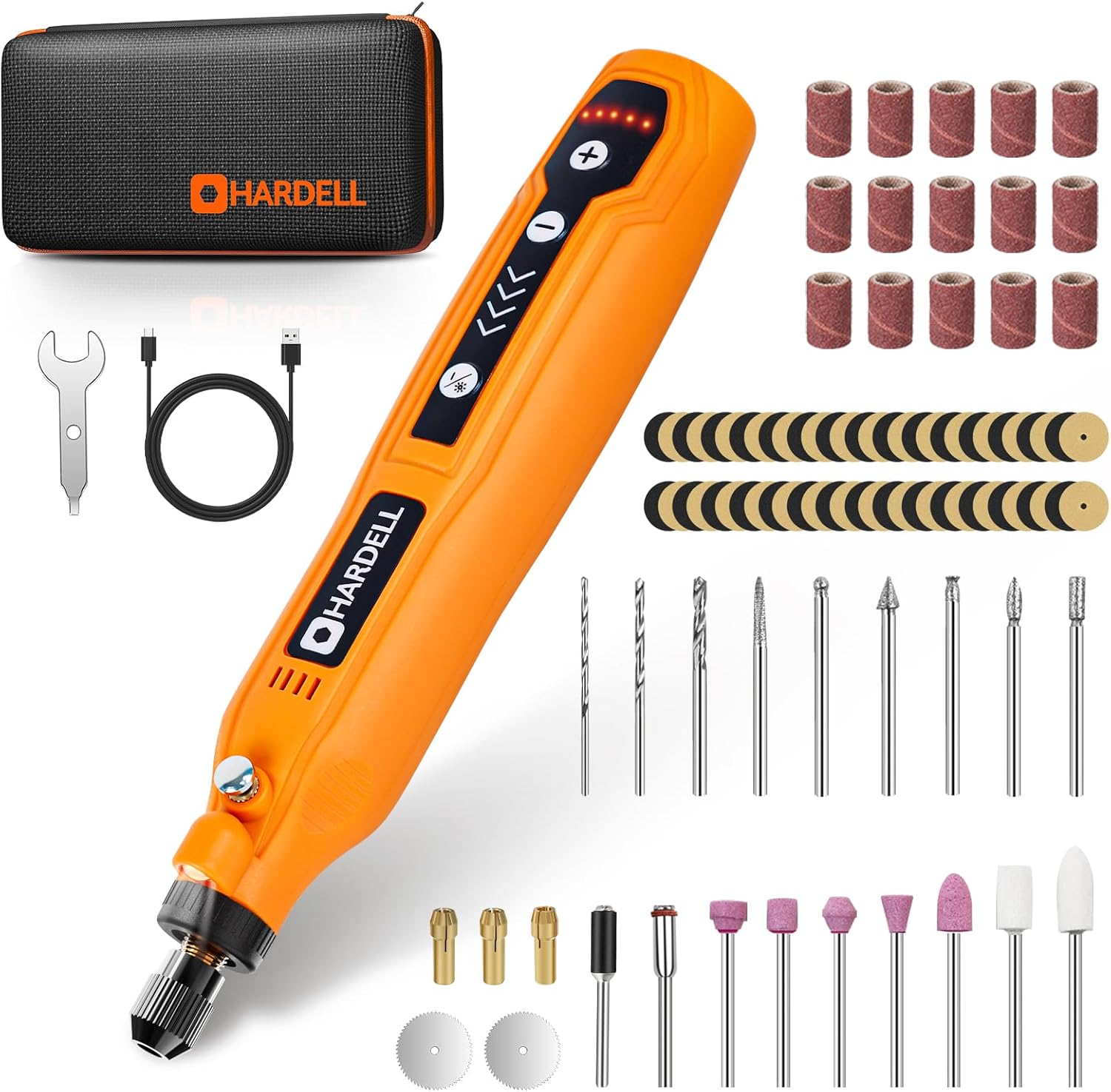 HARDELL Mini Cordless Rotary Tool, 5-Speed 69pcs Kit for 3D Printer Sanding