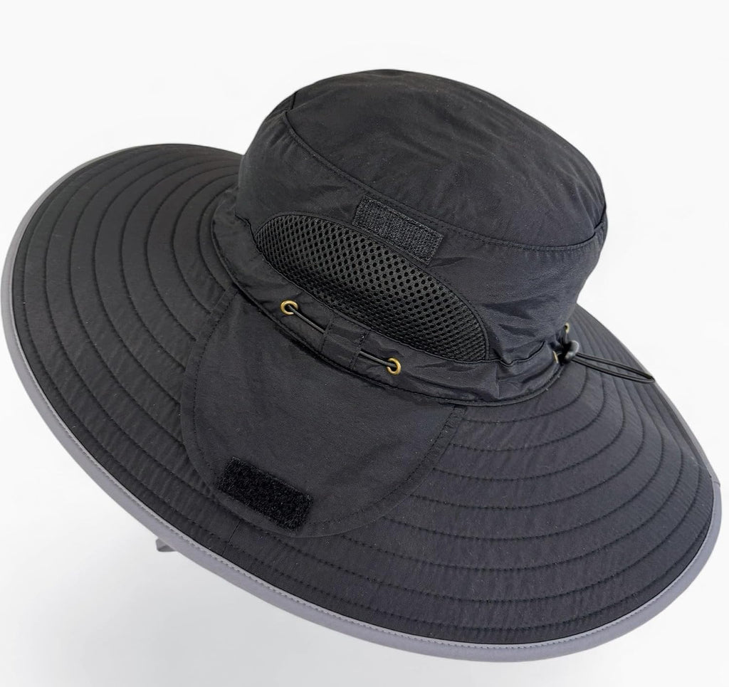 SPF 50+ Bucket Hat Compatible with Ear Protection Headphones – Sun Protection Hat for Lawn Mowing, Construction, Yard Work