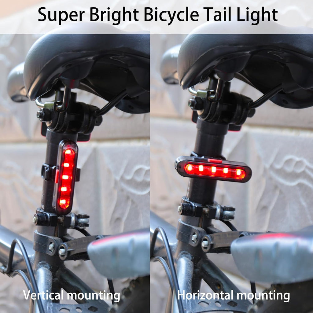 Bike Tail Light, Bicycle Rear Lights USB-C Rechargeable LED Cycling Safety Flashlight with 4 Light Mode for Road Mountain Night Riding & Adults Men Women