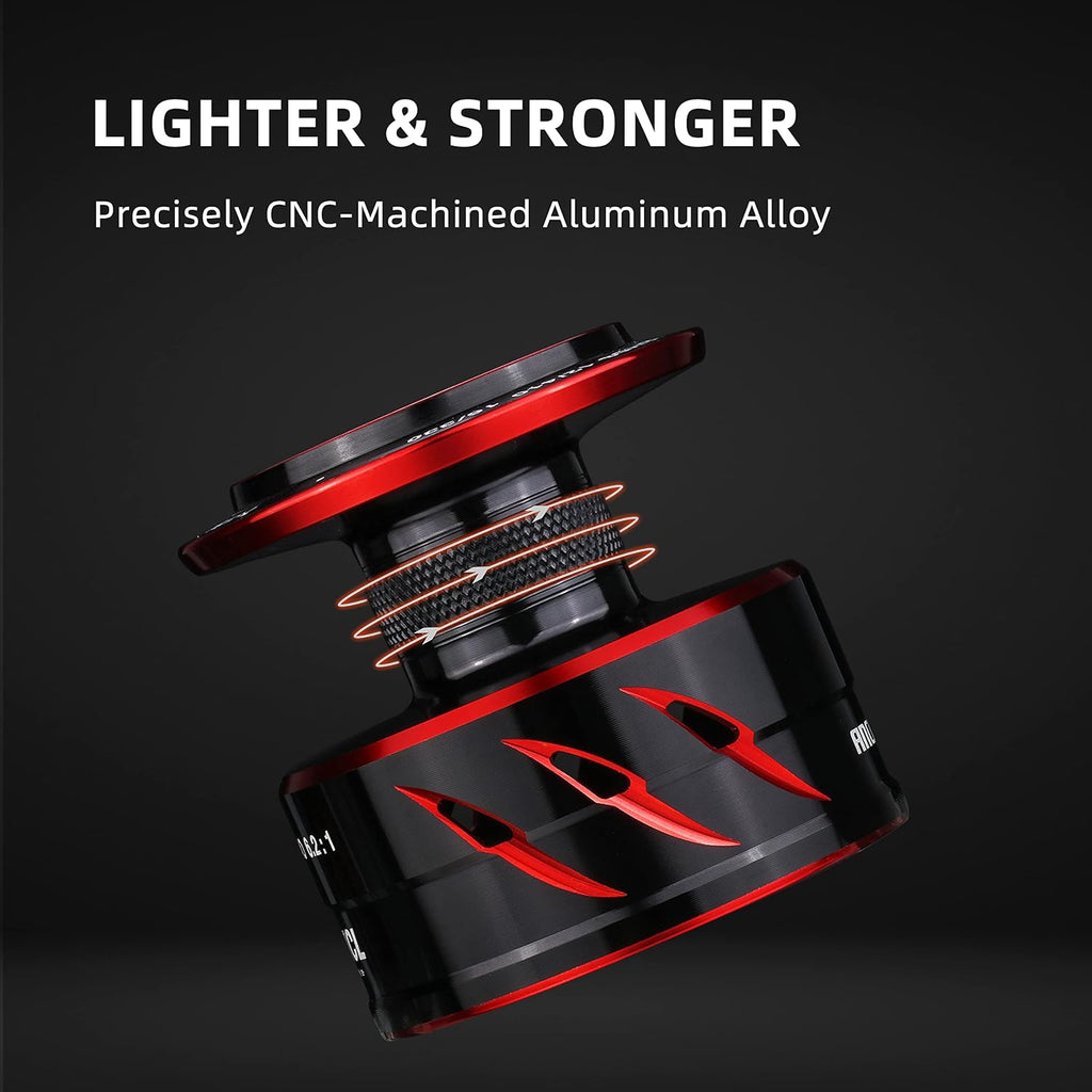 RUNCL Spinning Fishing Reel ANCOHUMA, Powerful 26 LB Max Drag, 7+1 Stainless BB, 6.2:1 CNC Aluminum Alloy Spool, Unique Smooth Colorful Ceramic Line Roller, D.S.S.R Double Shield for Freshwater