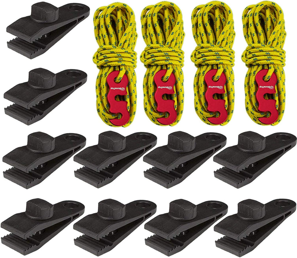 Tarp Clips Heavy Duty Lock Grip, 20 Pcs Tarp Clamps & Bungee Cords Set