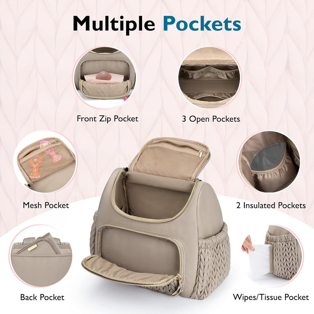 mommore Diaper Bag Backpack, Stylish Mini Baby Bag with Changing Pad