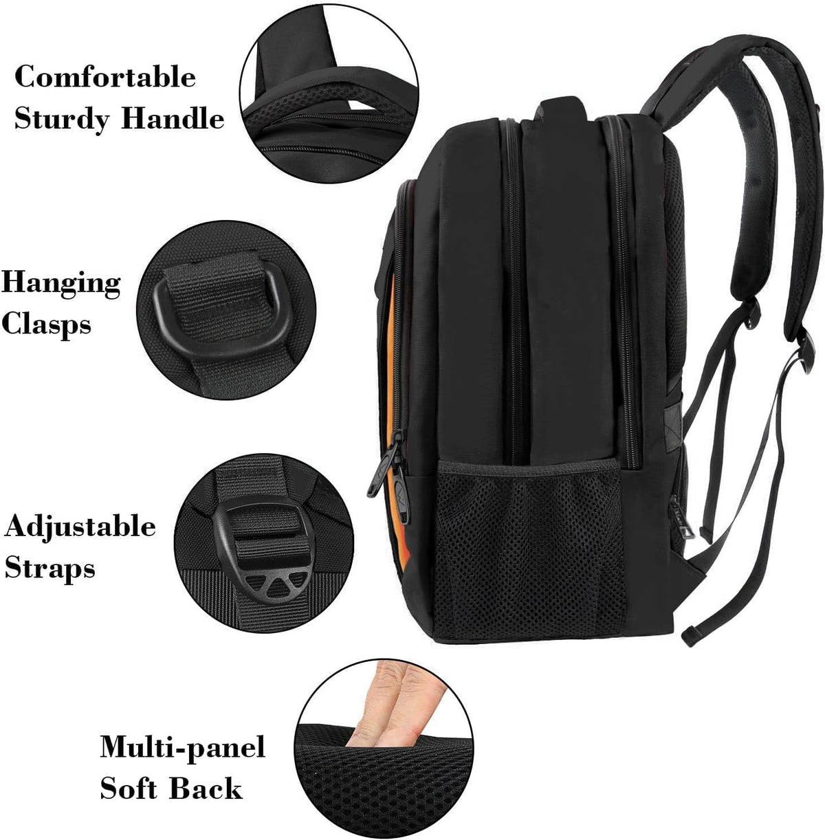 MATEIN OrangeTravel Backpack, Slim Sturdy 15.6 Inch Laptop Bag for College