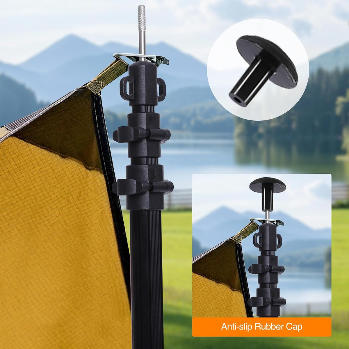 REDCAMP Set of 4 Multi-Purpose Tarp Poles 90'' Adjustable Camping Tent Pole