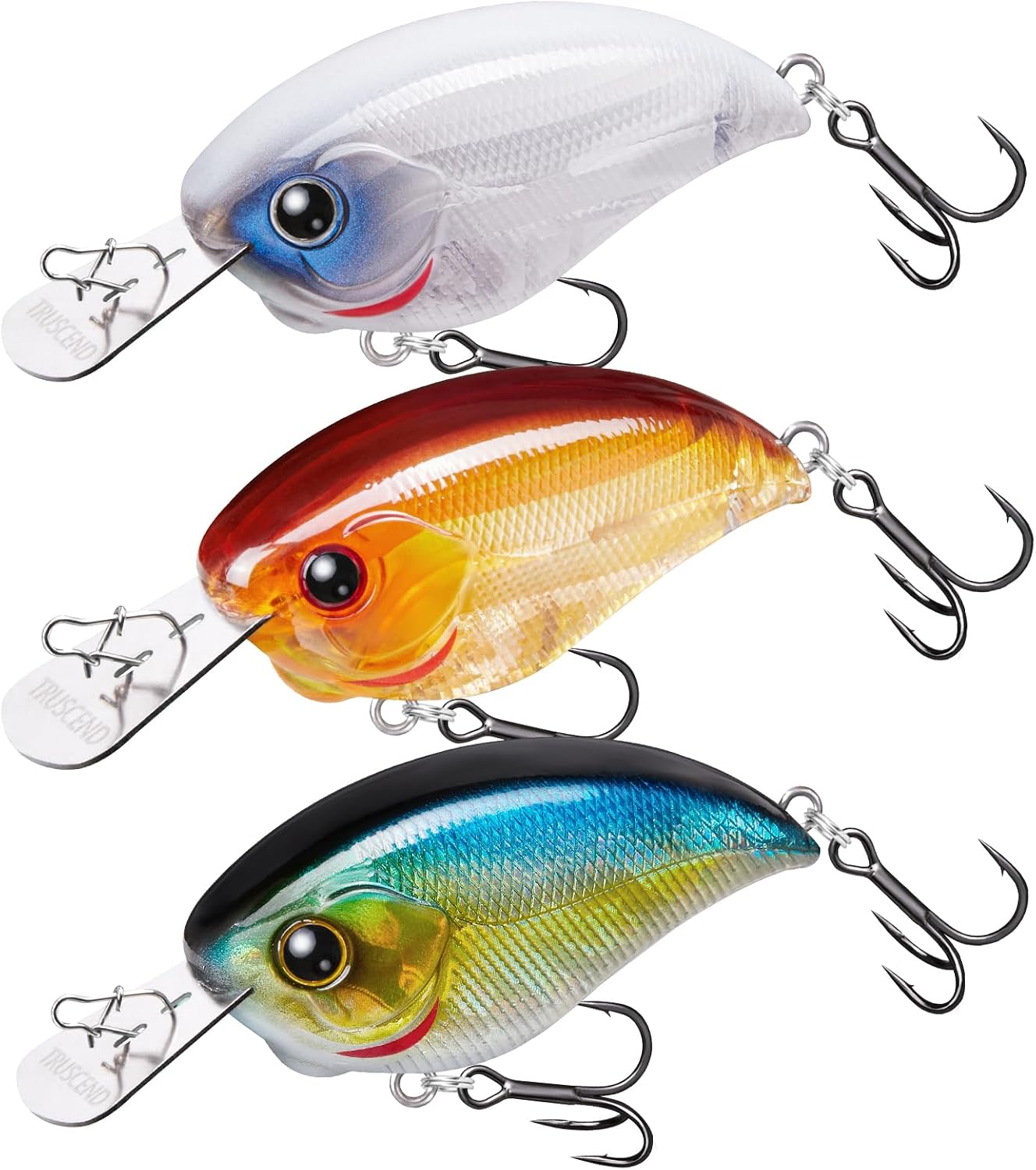 TRUSCEND Easy Catch Crankbait with BKK Hooks, Shallow or Deep Diving Crank Bait Fishing Lures for Bass Pike Walleye, Unipue Wobble Design for More Bites, Vibe Lipless Crankbaits Freshwater Saltwater