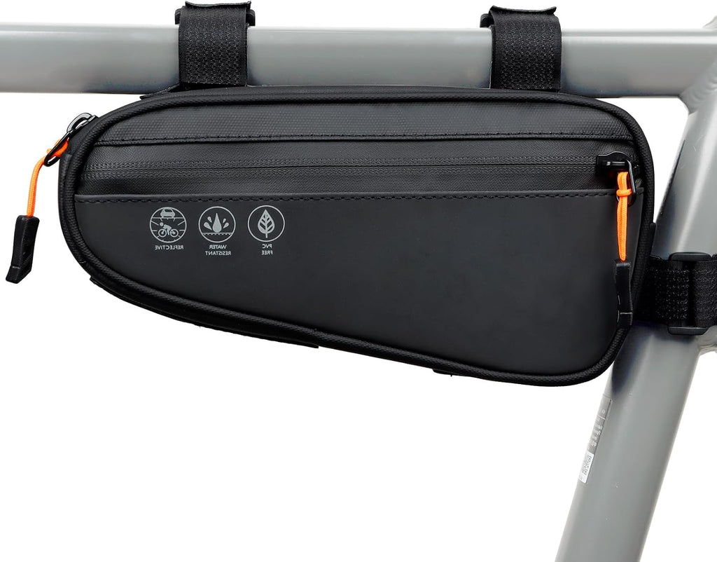 NDakter Bike Triangle Frame Bag, Bicycle Storage Pouch with 2 Side Pockets, 3-in-1 Top Tube Bags for Phone, Waterproof Cycling Tool Accessories Pack for MTB Mountain Road Bikes（1.2L）