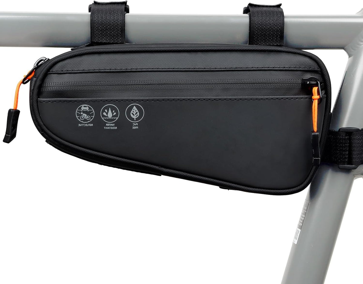 NDakter Bike Triangle Frame Bag, Bicycle Storage Pouch with 2 Side Pockets, 3-in-1 Top Tube Bags for Phone, Waterproof Cycling Tool Accessories Pack for MTB Mountain Road Bikes（1.2L）