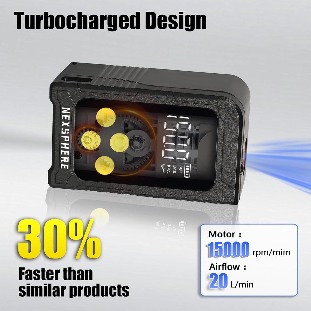 Mini Bike Tire Pump, Max 150 PSI, 25s Fast Inflate Bicycle Pump with Gauge, Electric Tire Inflator, Portable Air Pump with Presta & Schrader Valve for Mountain, City, Road, E-Bike, and Ball
