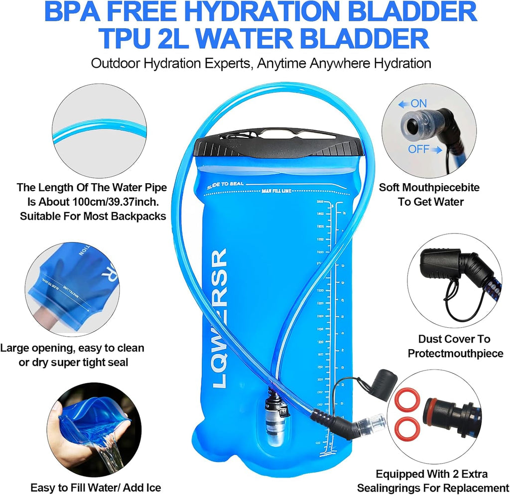20L Hydration Backpack Pack with 2L Water Bladder Lightweight Hiking Backpack for Women Men, Adjustable Chest Straps Running Hydration Vest for Hiking, Cycling, Climbing