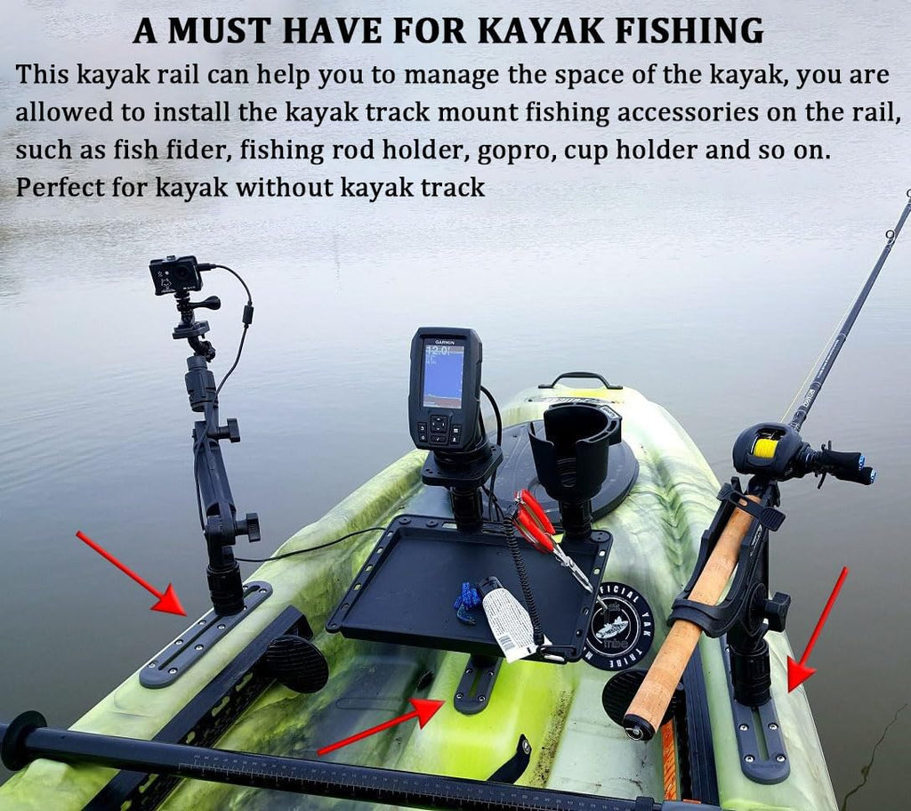 Huntury Kayak Track, Kayak Low Profile Track, Kayak Rail, Kayak Accessories Mount Track, Kayak Gear Track for Fishing Rod Holder, Fish Fider, Cup Holder, Anchor Cleats