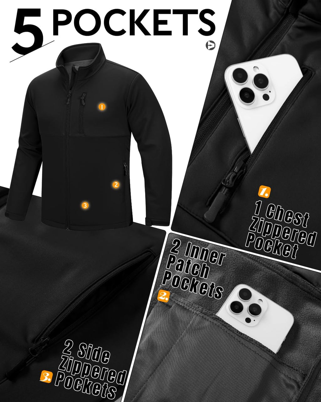 Outdoor Ventures Men's Softshell Jacket Waterproof Lightweight Rian Jacket