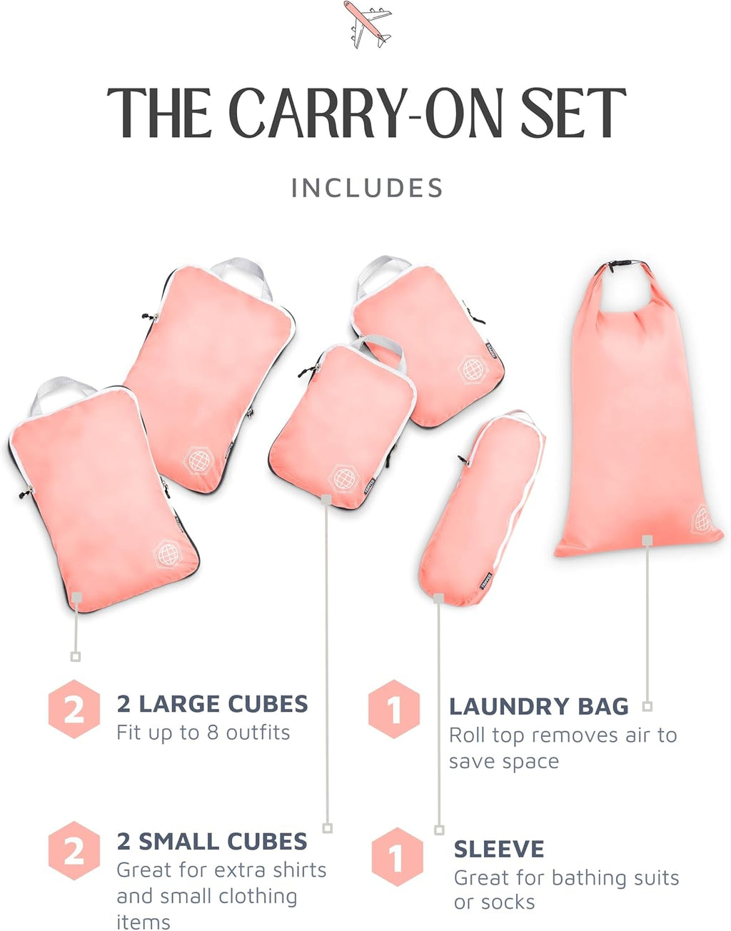 TRIPPED Travel Gear Compression Packing Cubes for Carry-On Travel 6-Pack
