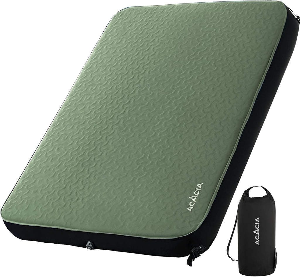 Acacia 4" Thick Self Inflating Sleeping Pad with Foam, Innovative Y-Shaped Telescopic Structure, Ultraportable Camping Air Mattress with Pump Sack, Easy Roll Up Sleep Bed for Travel Tent Car