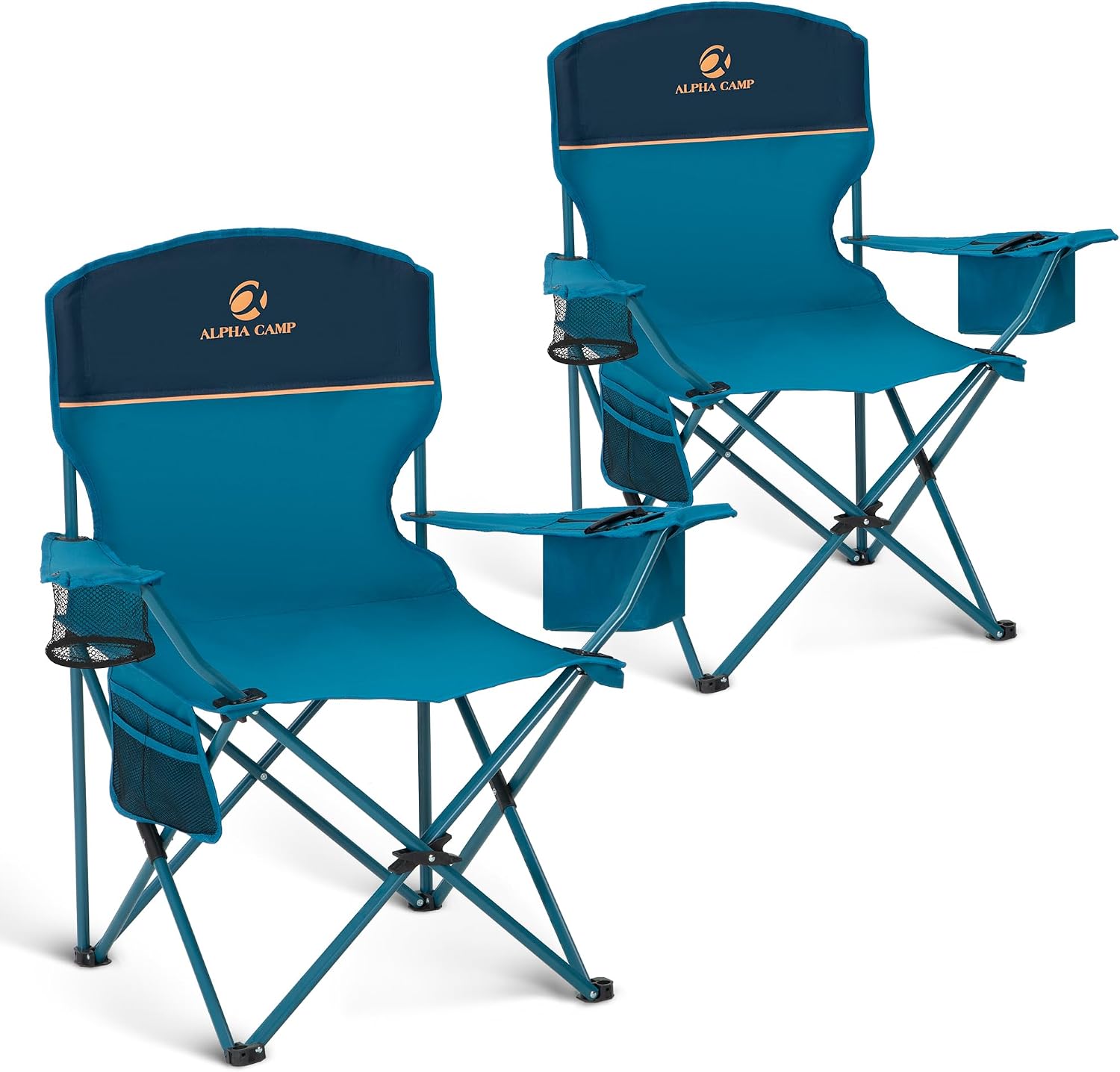 ALPHA CAMP 2-Pack Folding Camping Chair with Cooler Bag & Lumbar Support