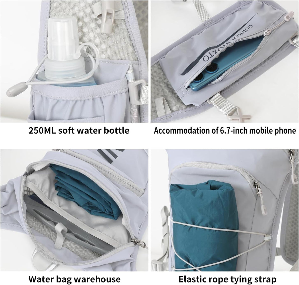INOXTO Running Hydration Vest Backpack,Lightweight Insulated Pack with 1.5L Water Bladder Bag Daypack for Trail Hiking Running Cycling Race Marathon for Women Men