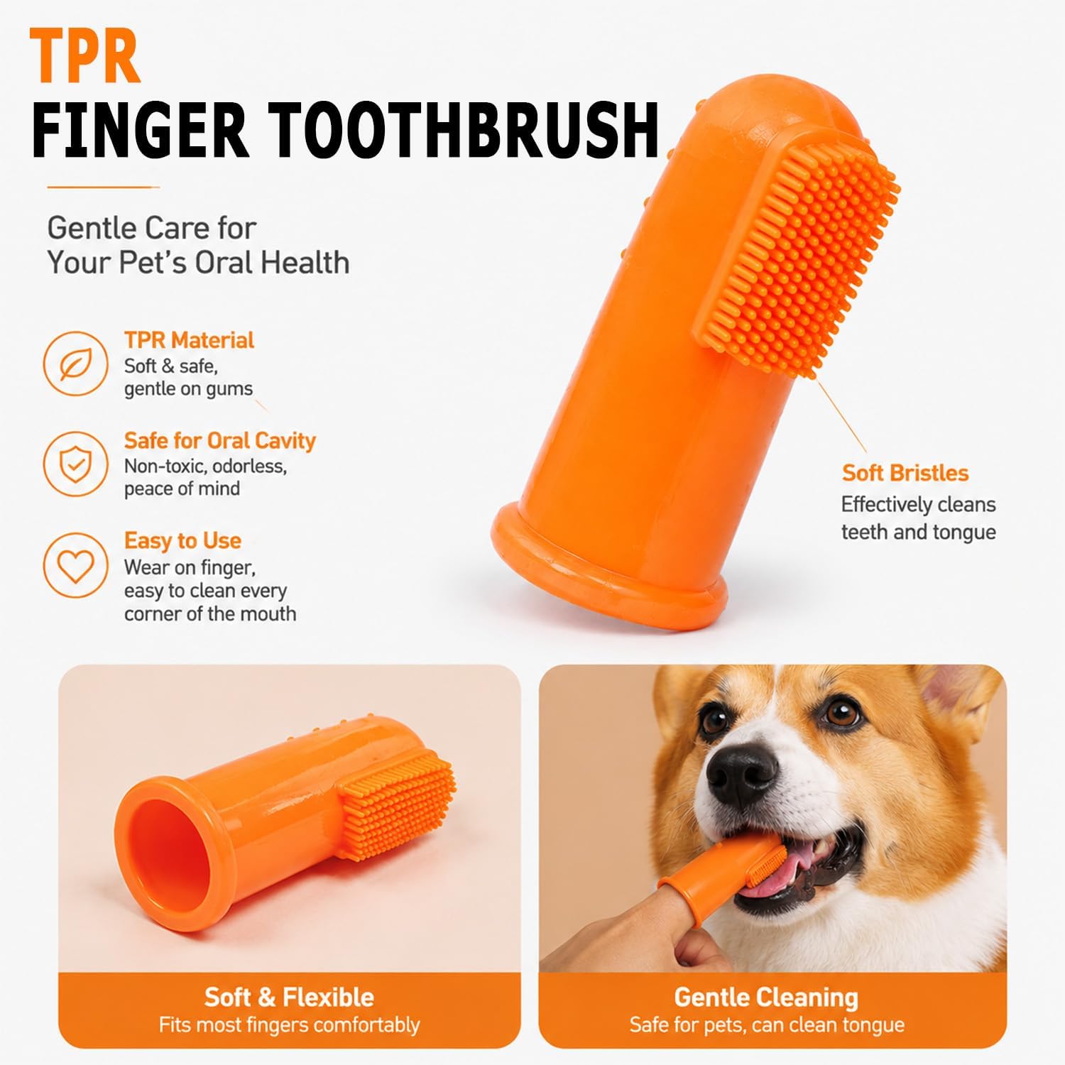 Dog Tooth Brushing Kit for Teeth Cleaning – Beef Toothpaste, Brush & 50 Finger Wipes