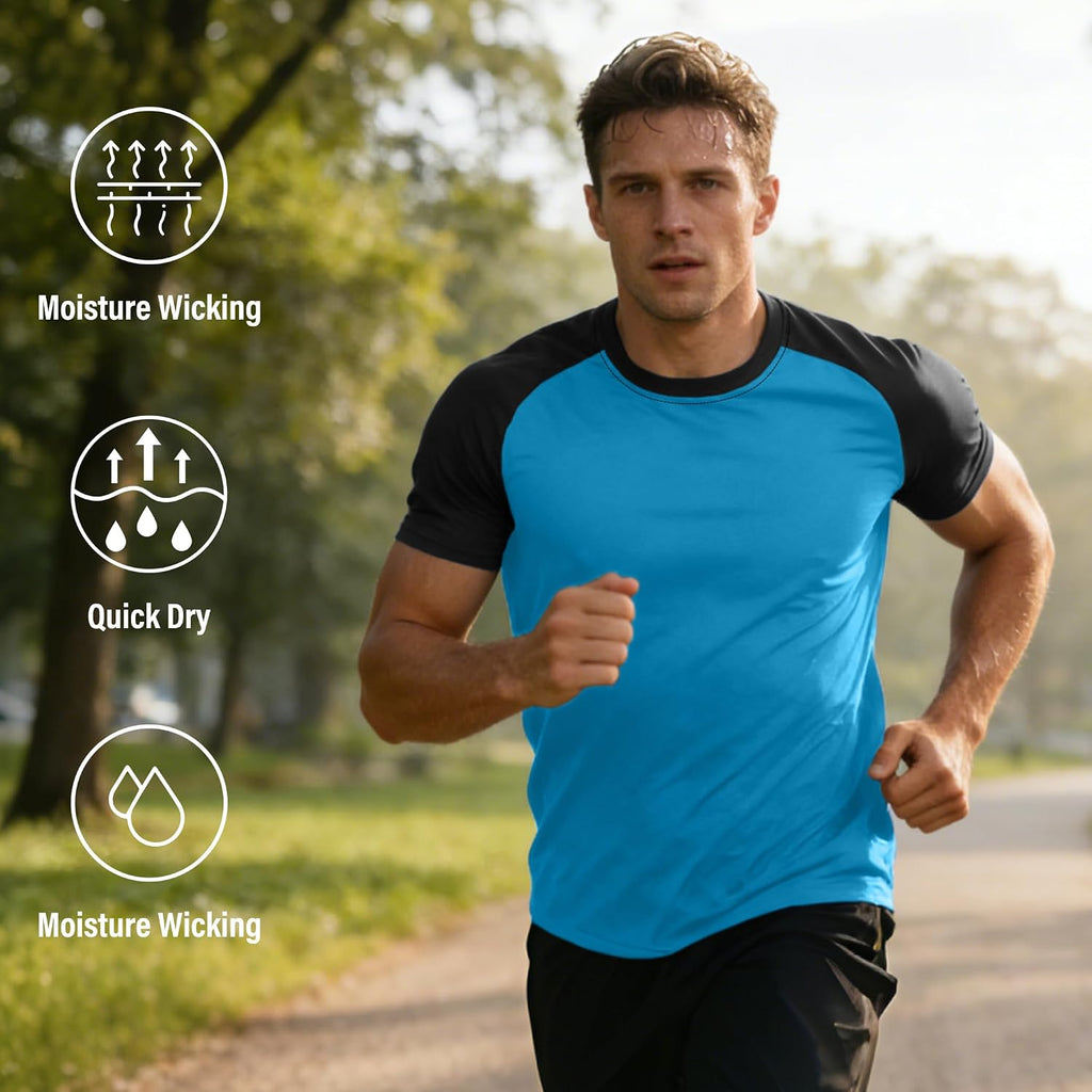 HovSiyla 5 Pack Mens Quick Drying Shirts Crew Neck Loose Breathable Cool Workout Running Athletic Outdoor Sports Casual Tops