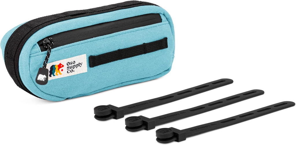 Oso Supply Co Waxed Canvas Frame Bag – Waterproof Zippers, Dual Storage Compartments, Adjustable Straps – Fits All Frame Sizes, Perfect for Cycling, Commuting, and Adventure Rides (Sky Blue)