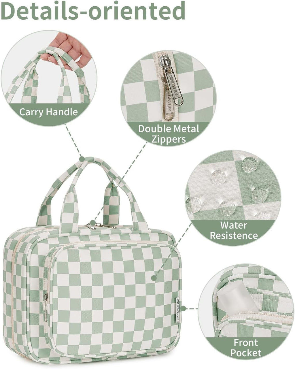 Narwey Hanging Toiletry Bag for Women, Travel Makeup Cosmetic Organizer Bag
