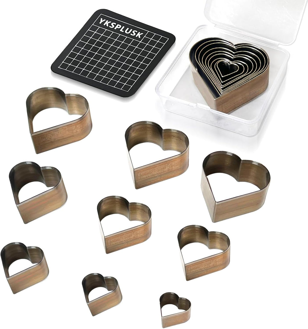 9 Pcs Leather Hole Cutter Tool Set, 9 Sizes Heart Shape Cutter Tools High Carbon Steel, Leather Cutting Dies Kit for DIY Craft, Hollow Punching with Plastic Box
