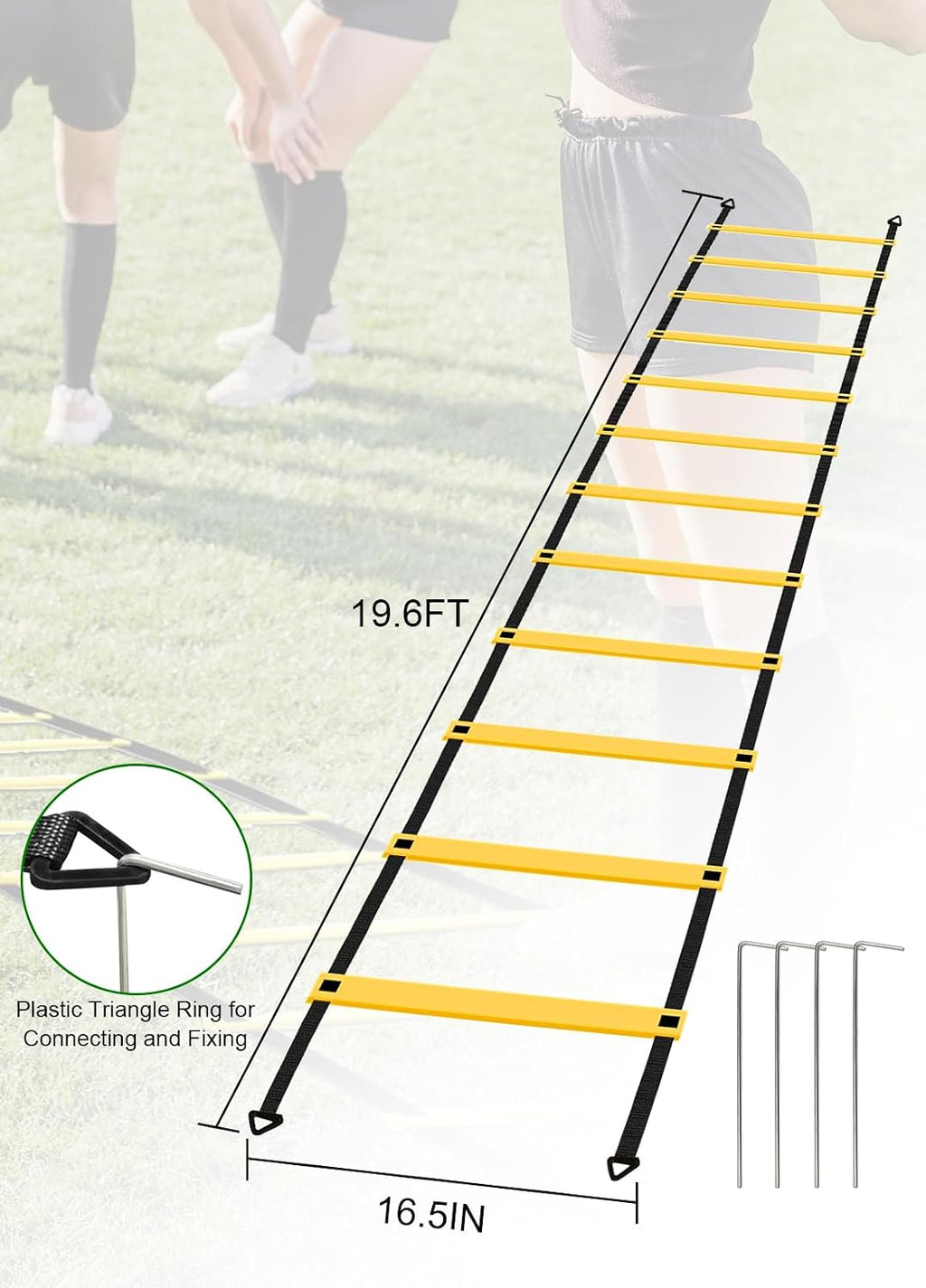 Hands Free Speed Agility Training Equipment Set - 20ft Agility Ladder, 10 Disc Cones, Resistance Parachute, 5 Resistance Bands & Carry Bag | Football Soccer Basketball Fitness Drills