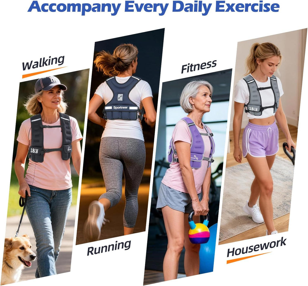 Sportneer Adjustable Weighted Vest Woman 10-18lb Gym Training Walking Vest