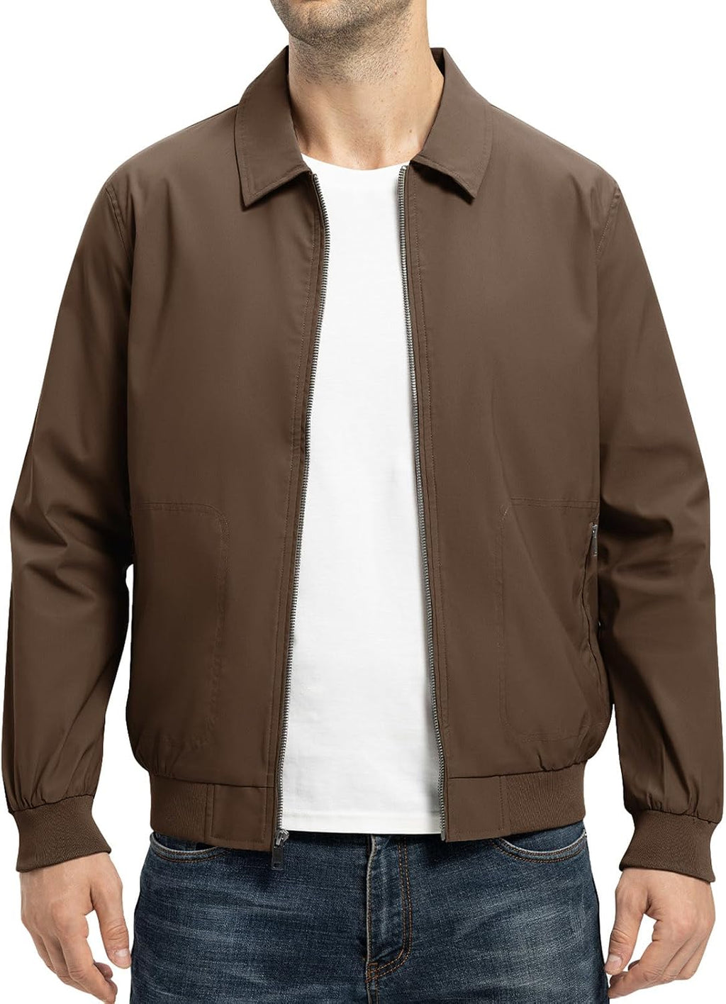 TBMPOY Mens Lightweight Jackets Casual Stylish Windbreakers for Men Light Track Jacket Laydown Collar Fall Golf Coats