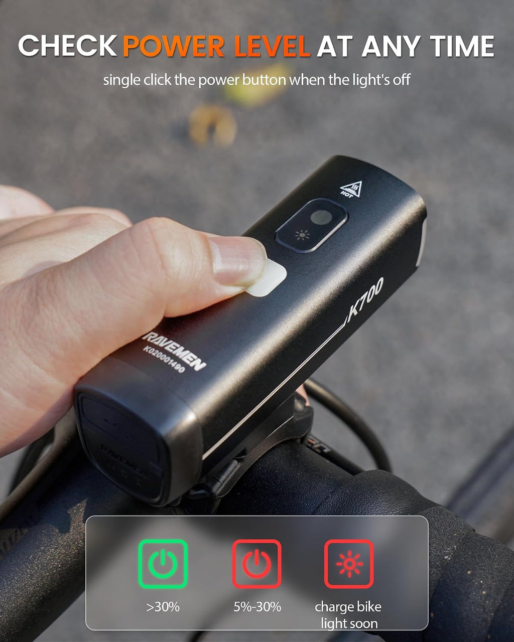 RAVEMEN K700 LED Bike Light Under Mounted Bicycle Light with Auto Off