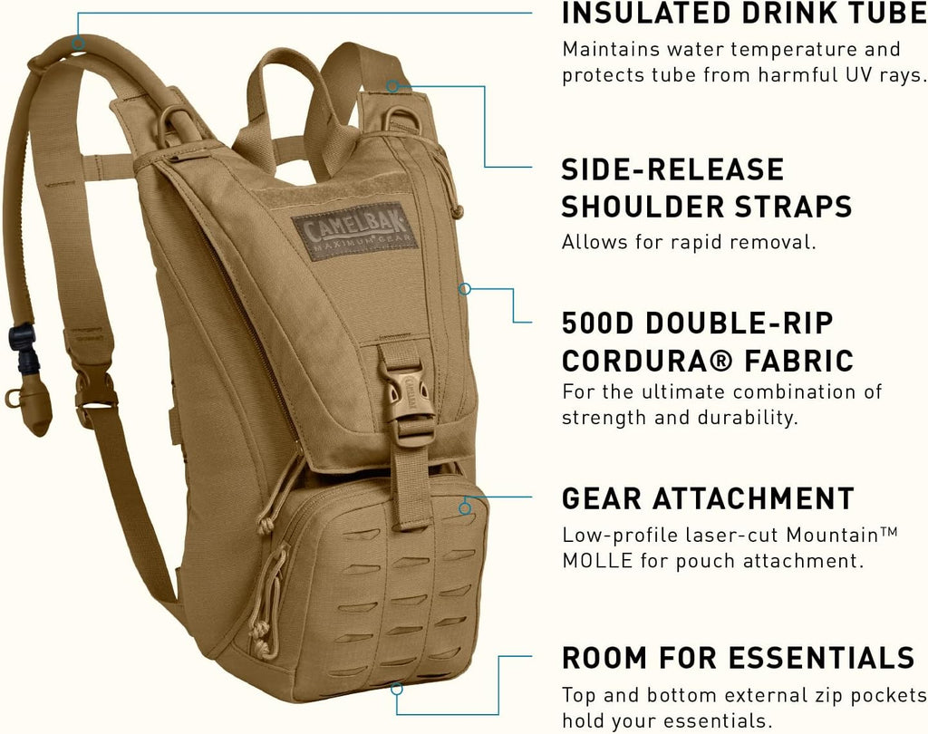 CamelBak Ambush Tactical Hydration Backpack, Low‑Profile MOLLE Design with 100oz Mil‑Spec Crux Reservoir