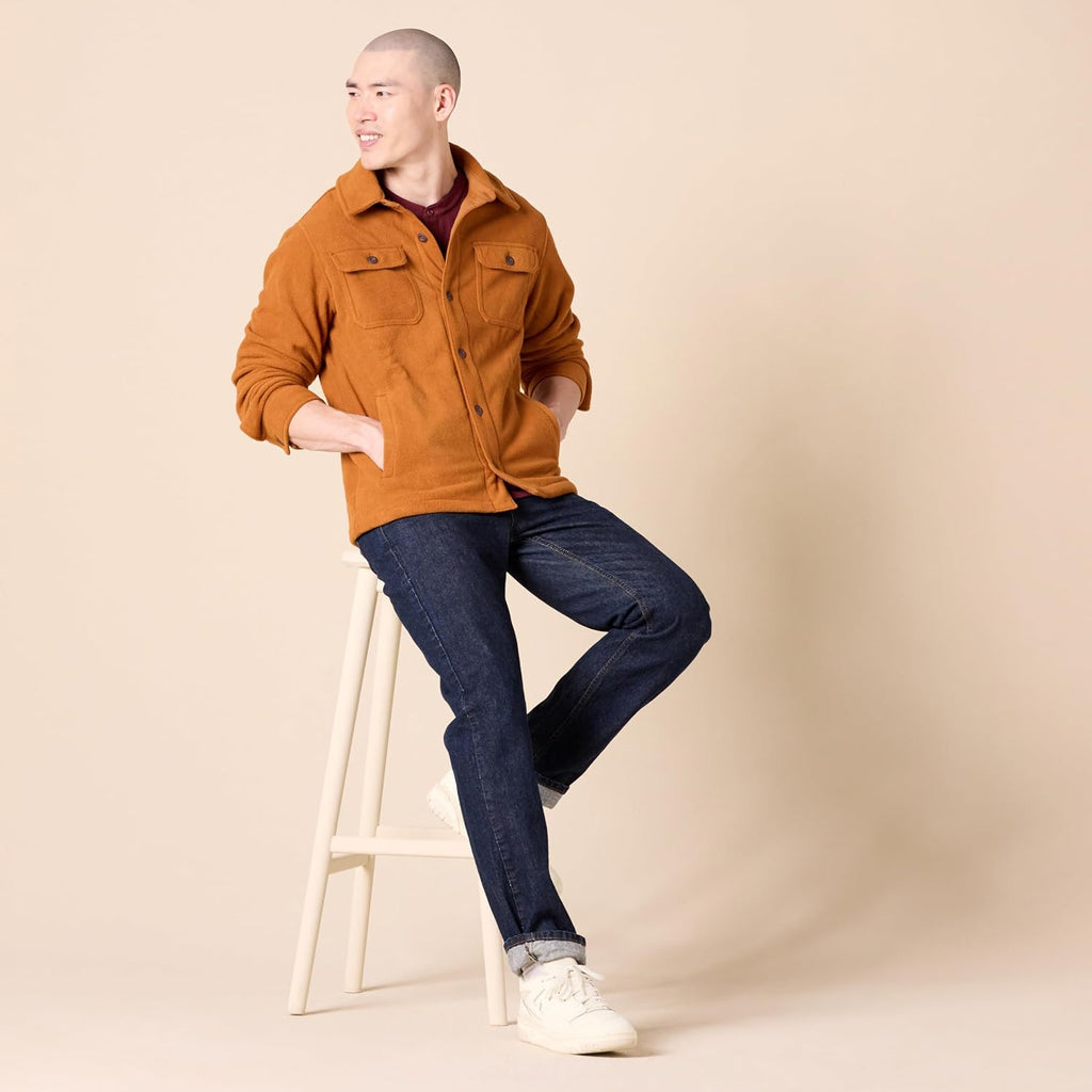 Amazon Essentials Men's Long-Sleeve Polar Fleece Shirt Jacket for Winter, Jackets
