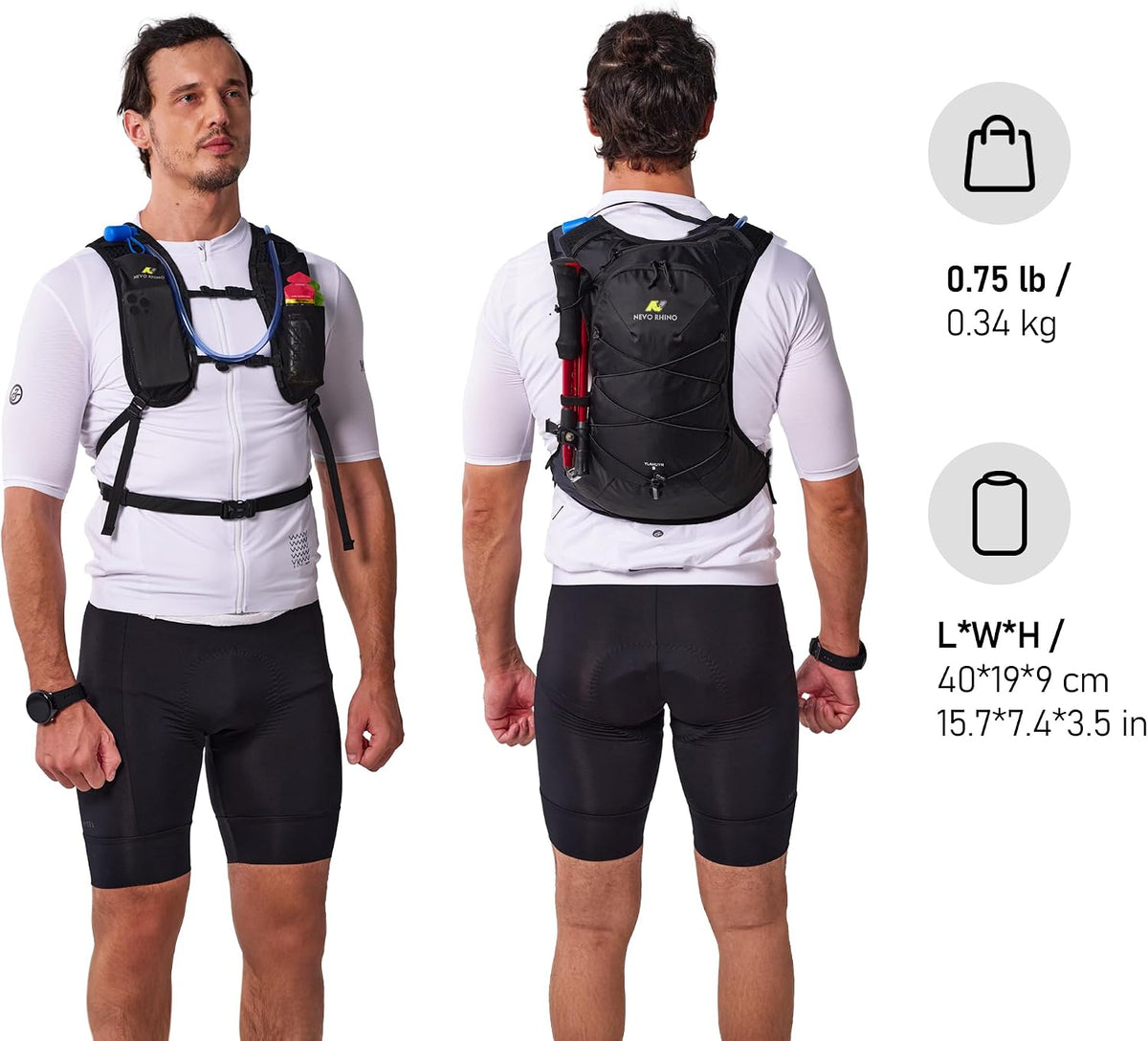 N NEVO RHINO Hydration Backpack with 70 oz/ 2L Bladder, Hiking Water Pack
