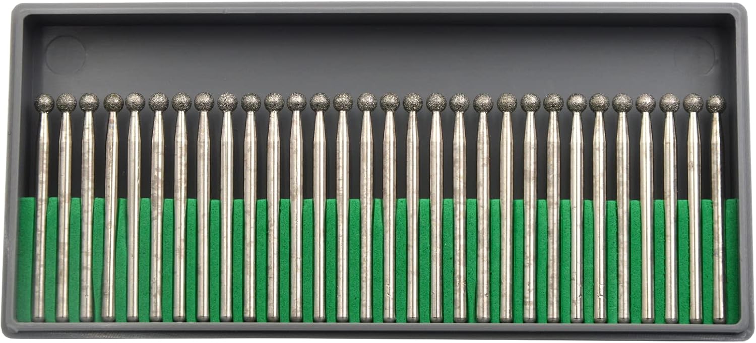 30Pcs 6mm Barrel Head,3mm Shaft,Diamond Stone Abrasive Burs Burr Grit Bits for Rotary Tool Grinding Head Jewelry Lapidary Woodworking (Barrel 6mm)