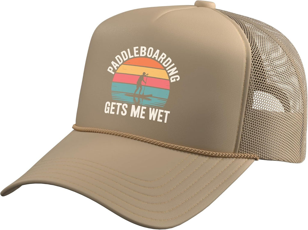 Paddleboard Art for Men Women Paddleboarding Paddle Board Trucker Hat with Adjustable Mesh Back