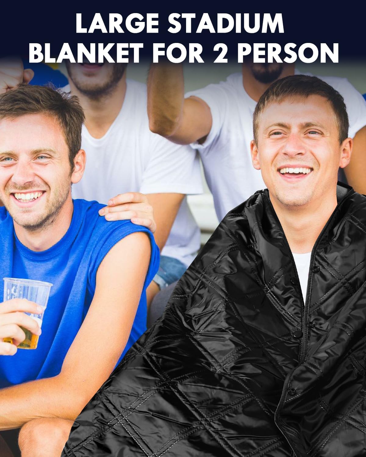 Outdoor Camping Blanket, Fleece Waterproof Stadium Blanket with Portable Bag, Lightweight for Cold Weather, Sports, Pet, Beach, Picnic, Stadium, Travel, Car, 79 * 54inch