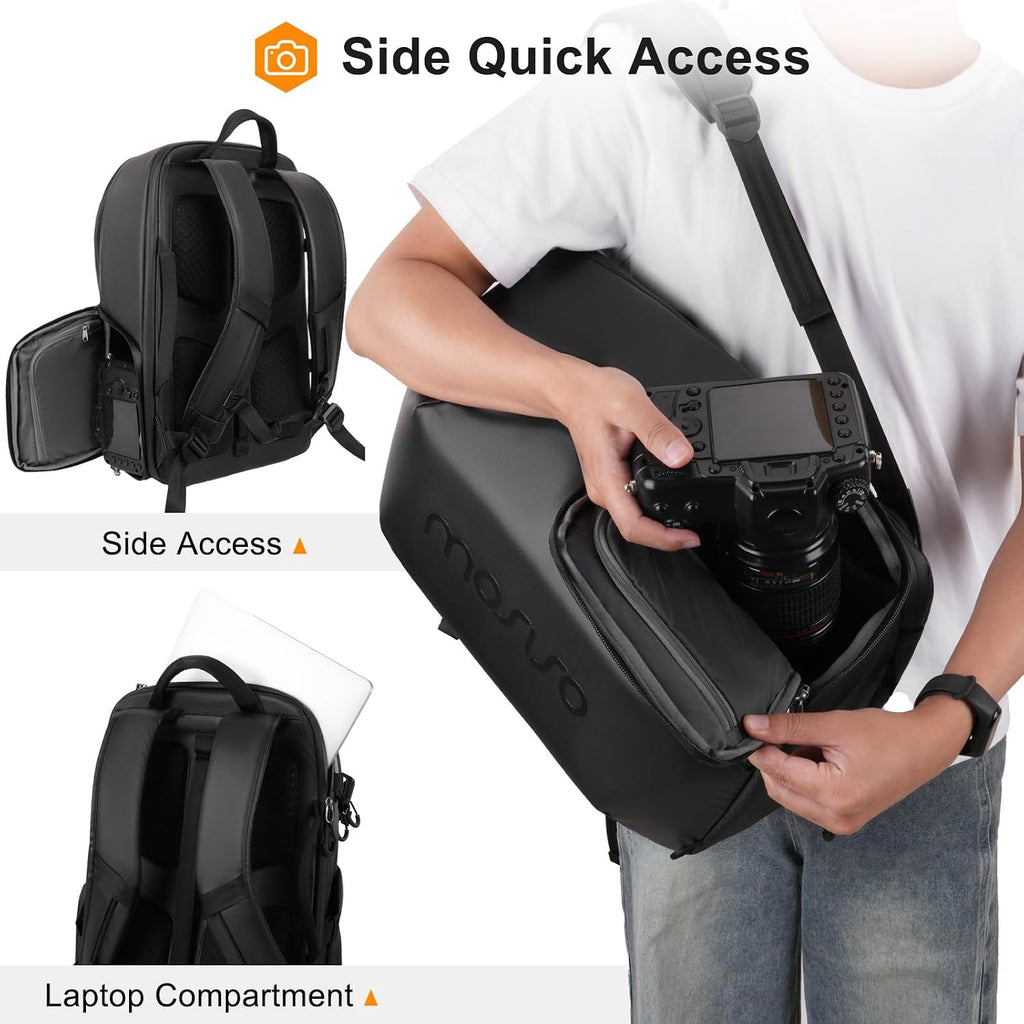 MOSISO Camera Backpack, Full Back Access Photography Backpack, Black