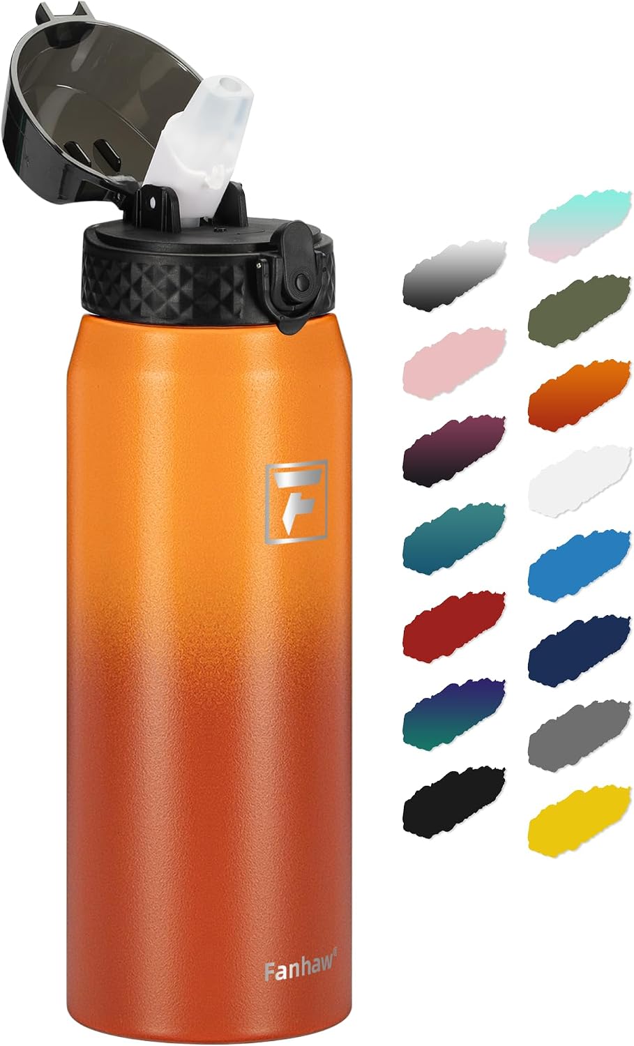 Fanhaw 20oz Kids Stainless Steel Water Bottle with Straw Lid, Gray