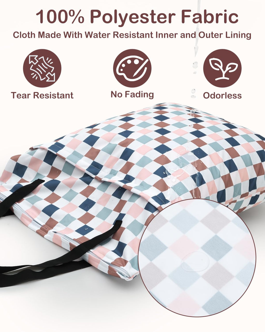 ALVA ALVABABY 2 Pack Large Wet Dry Bag Waterproof Hanging Cloth Diaper with Double Zippered Pockets 25x18 inches 2HL02
