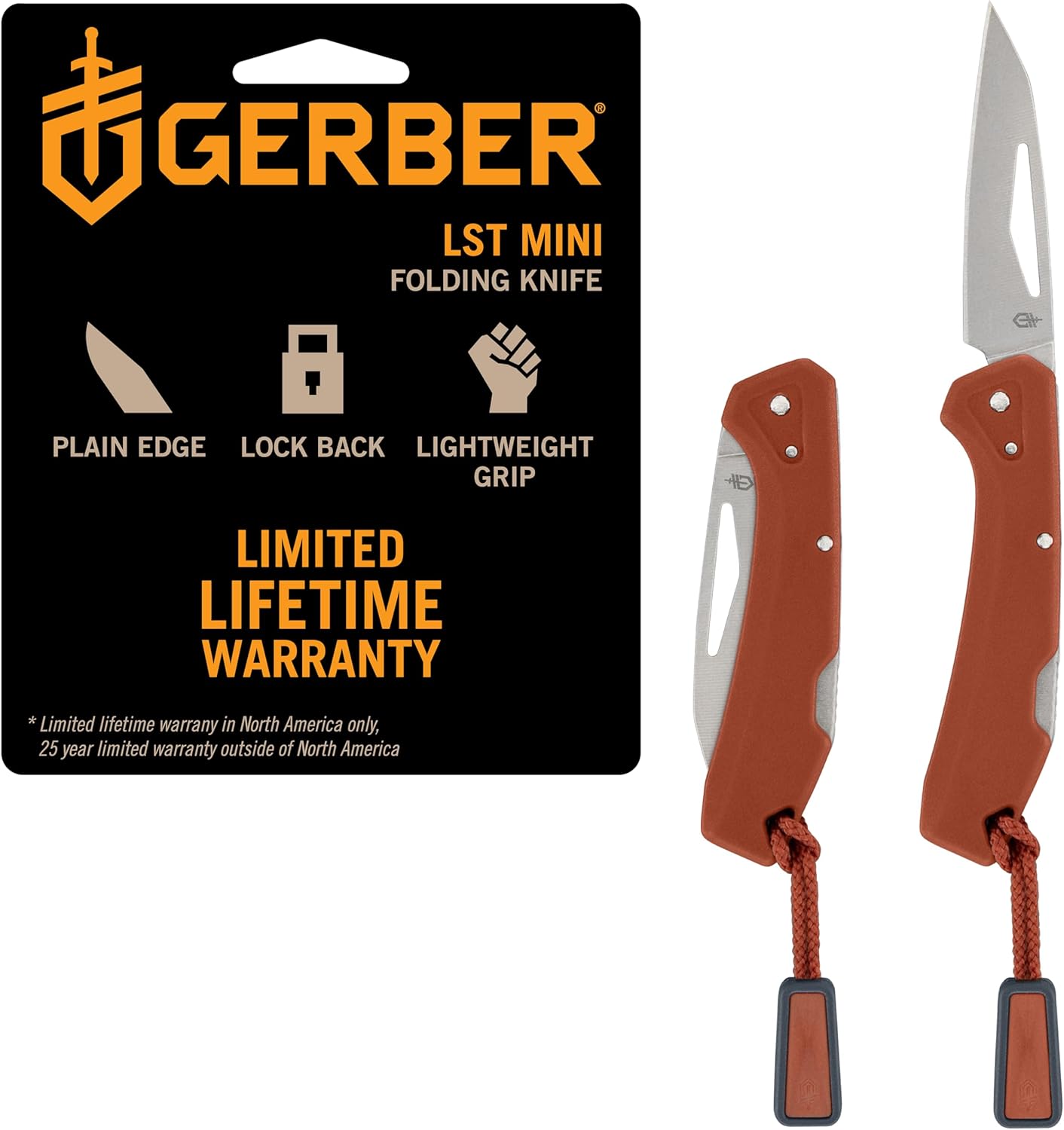 Gerber Gear LST Mini - Lightweight Folding Pocket Knife for Hiking, Camping - EDC Tool - Durable Stainless Steel Blade - Orange