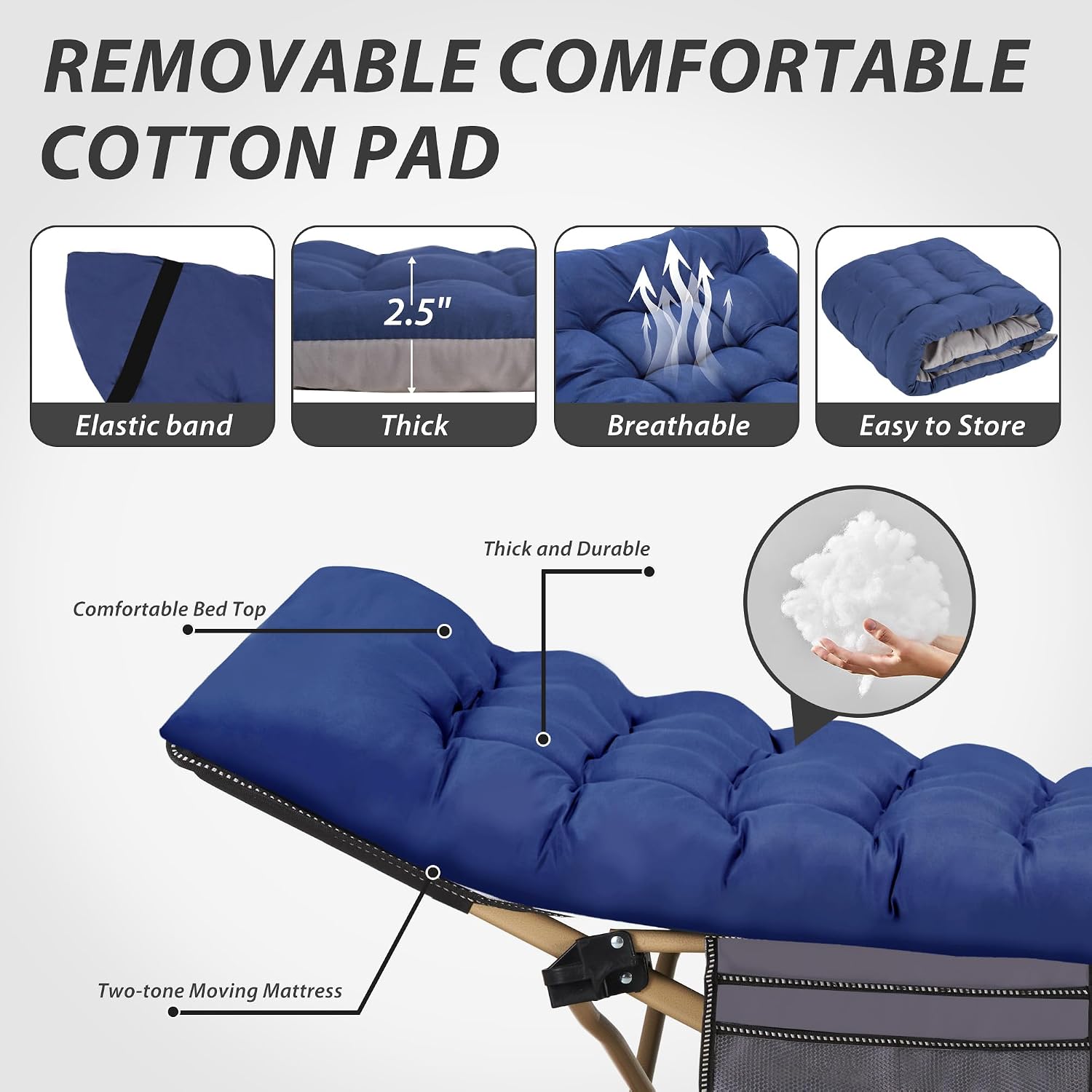 Folding Camping Cot with Mattress for Adults,28" Wide,600LBS