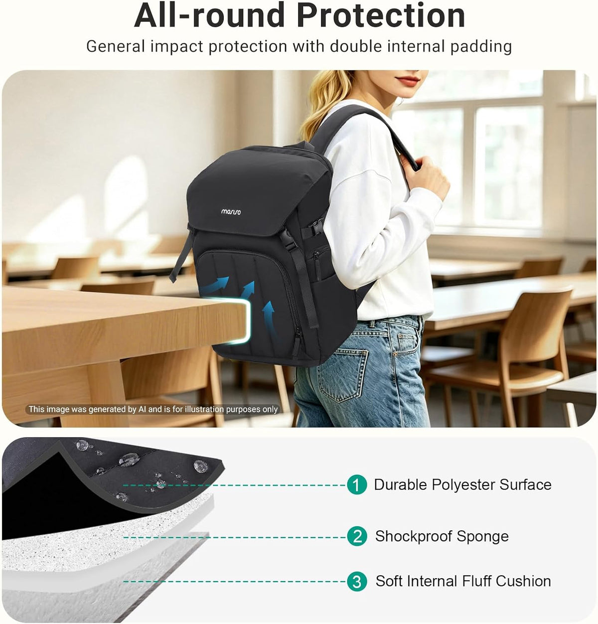 MOSISO Camera Bag, DSLR/SLR/Mirrorless Photography Backpack, Black