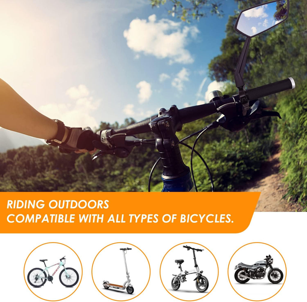 Arkham Bike Mirror for Handlebar Adjustable Bicycle Rear View Mirror 360 Rotatable, HD Glass Bicycle Mirror Shakeproof, Easy Installation,Wide View Angle, Essential Bike Tool for All Bicyclists,Right