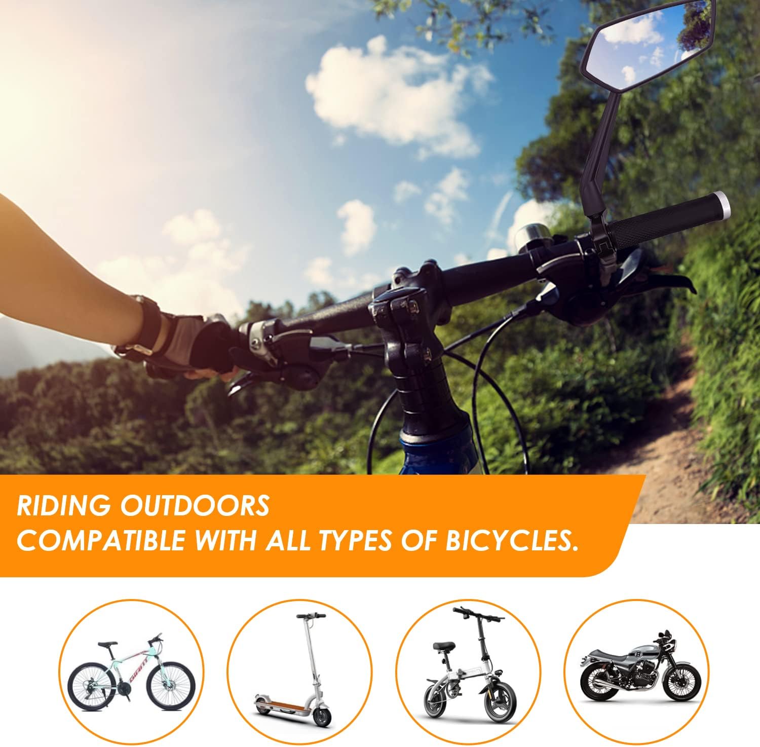 Arkham Bike Mirror for Handlebar Adjustable Bicycle Rear View Mirror 360 Rotatable, HD Glass Bicycle Mirror Shakeproof, Easy Installation,Wide View Angle, Essential Bike Tool for All Bicyclists,Right