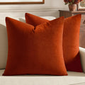 MIULEE Velvet Fall Throw Pillow Covers 18x18 Inch Pack of 2 Burnt Orange