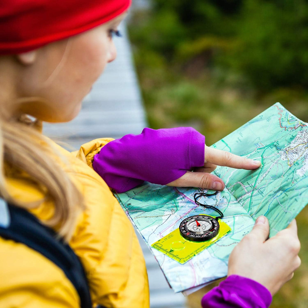 BBTO 9 Pieces Orienteering Compass Hiking Backpacking Camping Compass Map Reading Outdoor Waterproof Compass for Scout Men Women